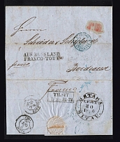1856 Cover from Mitau to Bordeaux France (Dobin 1.07b - R4)
