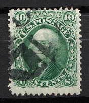 1861 10c Washington, United States, USA (Scott 68, Green, DOUBLE Transfer, Canceled, CV $60)