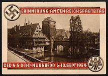 1934 Reich party rally of the NSDAP in Nuremberg, Hangman’s Bridge on the Pegnitz River.