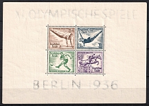 1936 Third Reich, Germany, Souvenir Sheet (Mi. Bl. 5 X, CV $160, MNH)