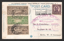 1928 (27 Oct) United States, Graf Zeppelin airship airmail cover from Lakehurst to Berlin via Friedrichshafen, 1st flight to North America (Sieger 22 B, CV 30 EUR)
