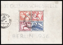 1936 Third Reich, Germany, Souvenir Sheet (Mi. Bl. 6, Canceled, CV $120)