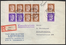 1942 (25 May) Third Reich, Germany, Registered cover from Cologne to Ehrenfeld franked with Mi. H - Bl. 118, S 274 (CV $60)