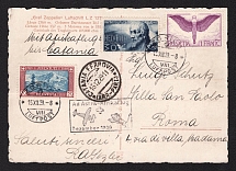 1929 (15 Dec) Switzerland Airmail 'Graf Zeppelin' illustrated postcard from Zurich to Roma (Italy), flight to Africa
