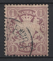 1875 1m Bavaria, German States, Germany (Mi. 31, Used, CV $90)