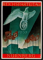 1937 Reich party rally of the NSDAP in Nuremberg, Eagle Soaring in Searchlight Beam