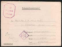 1940 WWII German Prisoners of War POW Camp in Poland, Cover to Bexleyheath (England) (Stalag XXI D)