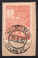 1942 20f on piece Woldenberg, Poland, POCZTA OB.OF.IIC, WWII Camp Post (Fi. 6cx2, Canceled, CV $40)