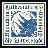 1933 Third Reich, Germany, Festival Week in Lutherstadt Eisleben, Advertising Propaganda Stamp, Non-Postal