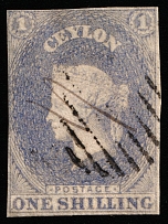 1857-59 1S Ceylon, British Colonies (SG 10, Canceled, CV $300)