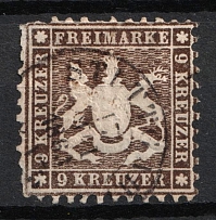 1863 Wurttemberg, German States, Germany (Mi. 28, Used, CV $80)