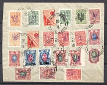 1919 Ukraine Tridents on Savings Stamps Registered Cover Koriukivka