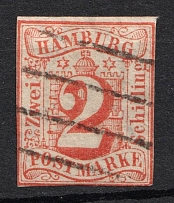 1859 2s Hamburg, German States, Germany (Mi. 3, Canceled, CV $170)