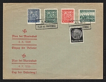 1938 (4 Oct) Czechoslovakia, Germany, Cover from Plana (Plan bei Marienbad) franked with 5h, 20h, 25h, 50h and 1pf (Mi. 277, 279 - 280, 400, 512)