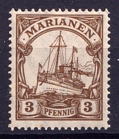 1916-1919 3pf Mariana Islands, German Colonies, Kaiser’s Yacht, Germany (Mi. 20)