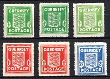 1941-44 Guernsey, German Occupation, Germany (Varieties of Color, Mi. 1 - 3, Full Set, CV $130)
