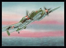 1933-1945 'Messerschmitt Bf-110 С', Propaganda Postcard, Third Reich Nazi Germany