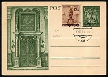 1944 Michel P 296 additionally franked with Michel 886 (Scott B270) spot on the “U” of GROSSDEUTSCHES