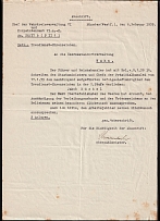 1939 (6 Feb) Muenster, Third Reich, Germany, Copy of the Letter from the Minister of State and the Head of the President’s Office about Awarding the Badge 'For Faithful Service' (Used)