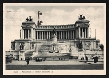 1938 'Rome. Monument to Victor Emmanuel II' Italy, Propaganda Postcard, Third Reich Nazi Germany franked with Italian stamps