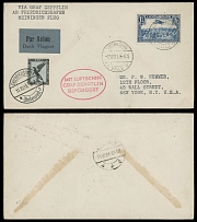 Worldwide Air Post Stamps and Postal History - Luxembourg - Zeppelin Flights - 1931 (October 11), Meiningen Flight mixed franking cover, bearing Airplane stamp of 1¾fr blue, upon arrival to Friedrichshafen uprated by Eagle 2m …