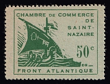 1945 50c Saint-Nazaire, German Occupation of France, Germany (Mi. 1, Signed, CV $390)