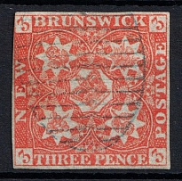 1851-60 3p New Brunswick, Canada (SG 1, Canceled, CV $550)