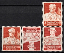 1934 Third Reich, Germany, Se-tenant, Tete-beche, Zusammendrucke (Mi. K 24, S 227, CV $30)