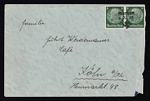 1938 (4 Oct) Abertham, Occupation of Sudetenland, Germany Cover to Koln (Cologne) (with 6pf Hindenburg Stamps Pair, Special Cancellation)