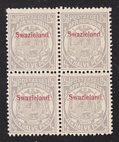 1889 Swaziland Black Overprint on Block of 4 (MNH) CV $105