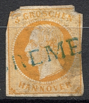 1859 Hanover Germany 3 Gr (CV $90, Cancelled)