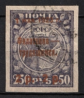 1923 2r on 250r Philately for the Workers, RSFSR, Russia (Zv. 103 A, Thin Paper, Canceled, CV $80)