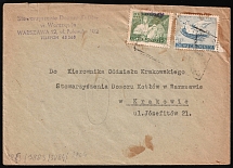 195_ Republic of Poland, 'Groszy' Overprint, Commercial cover from Warszawa to Krakow franked with 15zl and 40gr