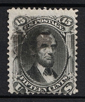 1866 15c Lincoln, United States, USA (Scott 77, Black, Used, CV $175)