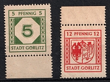 1945 Gorlitz, Germany Local Post (Mi. 5 x, 8 y, Margin, CV $50, MNH)