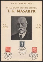 1937 (21 Sept) Czechoslovakia, 'President Liberator T. G. Masaryk', Souvenir Sheet (Cancellations)