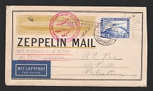 1929 (22 Apr) Germany, Graf Zeppelin airship airmail cover from Friedrichshafen to Palestine via Seville then Returned to Sender, Mediterranean Sea flight 'Friedrichshafen-Friedrichshafen'