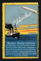Radio Telegram, Berlin, Navy, Germany, Cinderella, Non-Postal Advertising Stamp, Zeppeling Mail
