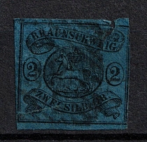 1853 2sgr Braunschweig, German States, Germany (Mi. 7 a, Canceled, CV $100)
