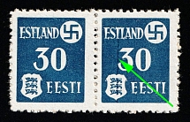 1941 30k German Occupation of Estonia, Germany, Pair (Mi. 3 var, Vertical Line, Signed, CV $40+, MNH)