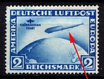 1930 2rm Airmail, Zeppelin 'Sudamerika Fahrt', Weimar Republic, Germany (Mi. 438 Y II, 'Moon' below the Center of the Airship, CV $800)
