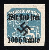 1938 100h on 5h Occupation of Rumburg, Sudetenland, Germany (Mi. 28, MNH)