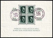 1937 Third Reich, Germany, Souvenir Sheet (Mi. Bl. 9, Special Cancellation, CV $120)