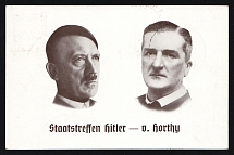 1938 'State Meeting Hitler - V. Horthy', Propaganda Postcard, Third Reich Nazi Germany