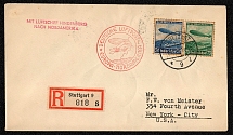 1936 Scott Nos. C57-58, postally used and cancelled at Stuttgart 6 May received in New York on 9 May 1936