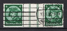 1933 6pf Third Reich, Germany (Gutter-Pair, Canceled, CV $60)