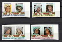St. Lucia, British Commonwealth, Pairs (IMPERFORATED, MNH)