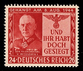 British Anti-Germany Propaganda, General Witzleben (Mi. 29, CV $1,100, MNH)