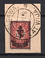 1919 30k on 4k Russia West Army, Russia Civil War (JELGAVA LATVIA Postmark)