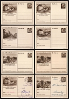1935-41 Hindenburg, Third Reich, Germany, 8 Postal Cards